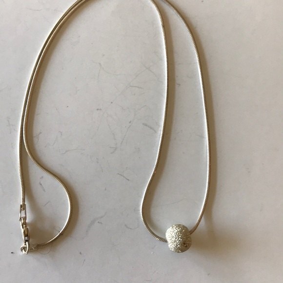 Sterling Silver Stardust Ball Pendant Sterling Chain Approx 16 Inch - Picture 6 of 7